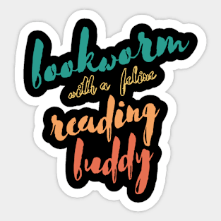 bookworm with a feline reading buddy Sticker